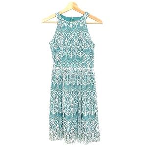 NWT Altar’d State Halter Lace Dress Green White Sz XS